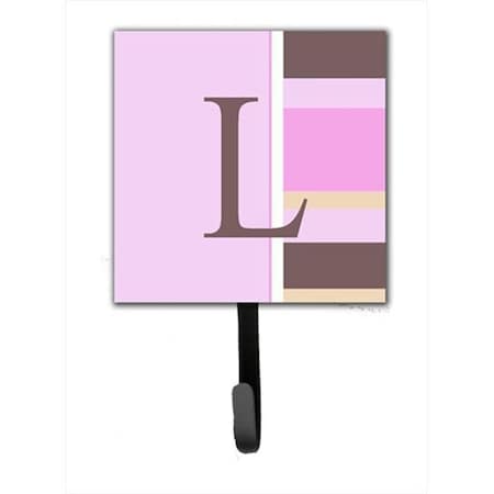 Carolines Treasures CJ1005-LSH4 Letter L Initial Monogram - Pink Stripes Leash Holder Or Key Hook CJ1005-LSH4